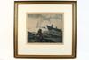 Appraisal: AQUATINT ETCHING - Fishermen in Two Dories Near Sailboat by