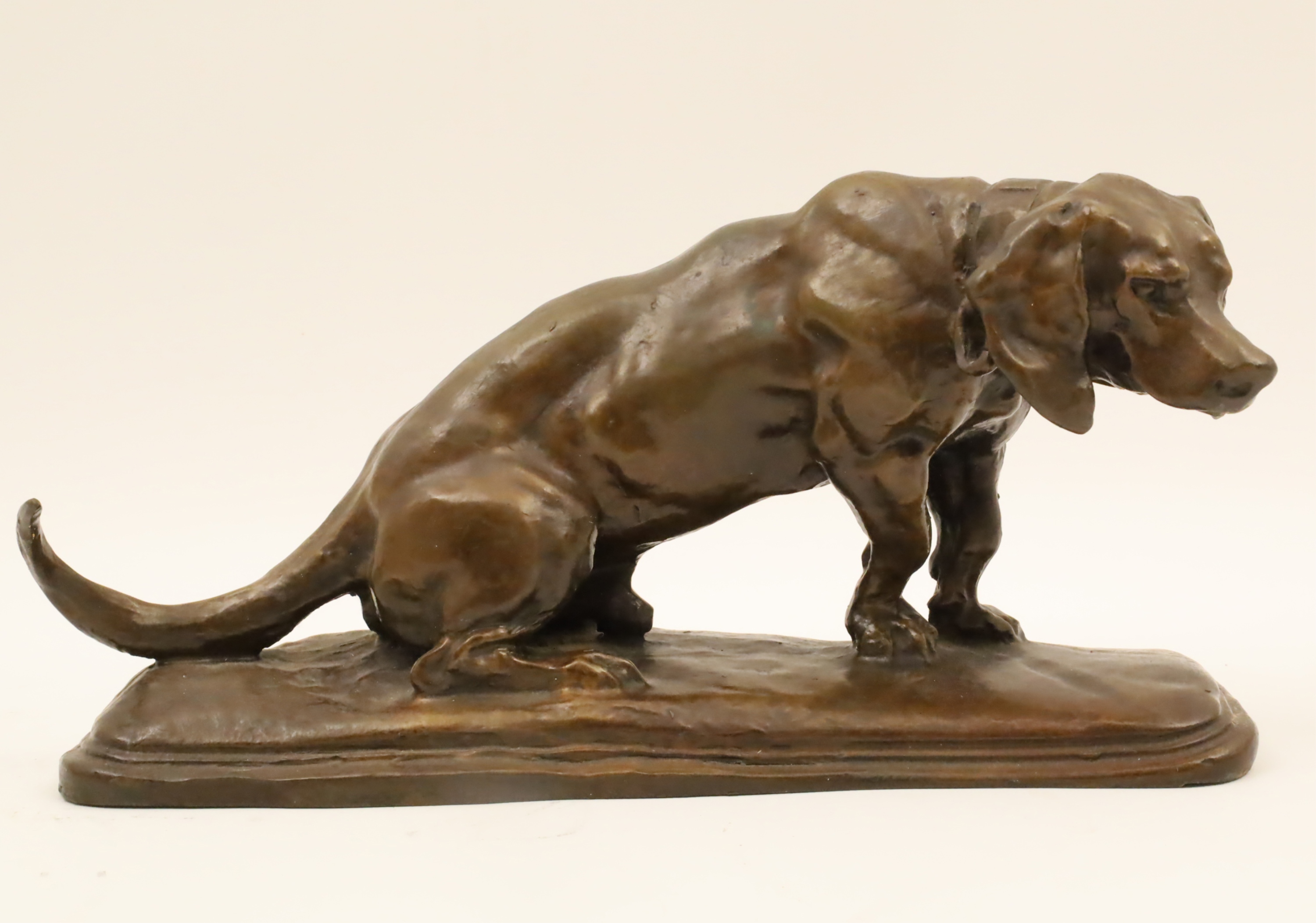 Appraisal: BRONZE SCULPTURE OF A HOUND AFTER BARYE Bronze sculpture of