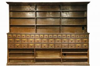 Appraisal: ARCHITECTURAL APOTHECARY CABINET Two-Part Pine Cabinet from a Camden Maine