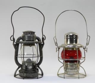 Appraisal: Antique Etched Red Glass Railroad Lanterns UNITED STATES TH CENTURY