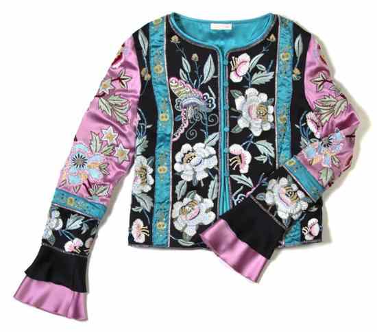 Appraisal: A Valentino Silk and Sequin Embroidered Jacket Labeled Valentino