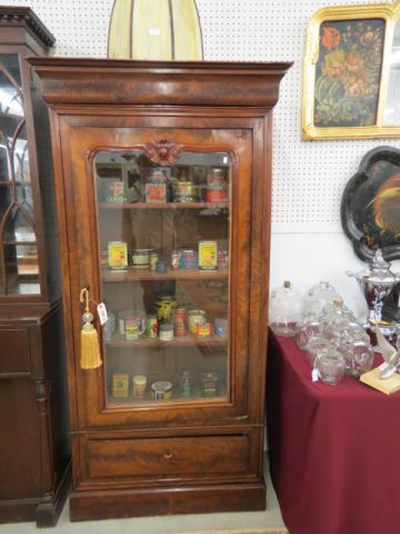 Appraisal: th Century Curio Cabinet flame mahogany glass door carved trim