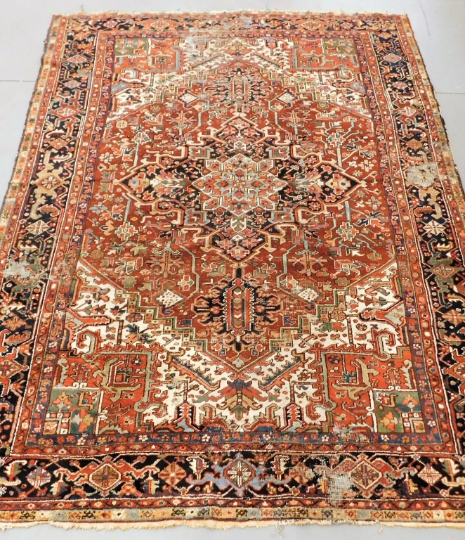 Appraisal: ROOM SIZE HERIZ RUG Middle East Early th CenturyGreen navy