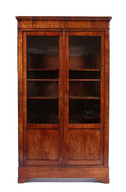 Appraisal: AN ANTIQUE CONTINENTAL MAHOGANY DISPLAY CABINET the shaped frieze above