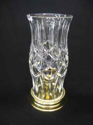 Appraisal: Waterford Cut Crystal Hurricane Lamp brass base beautifully cut globe