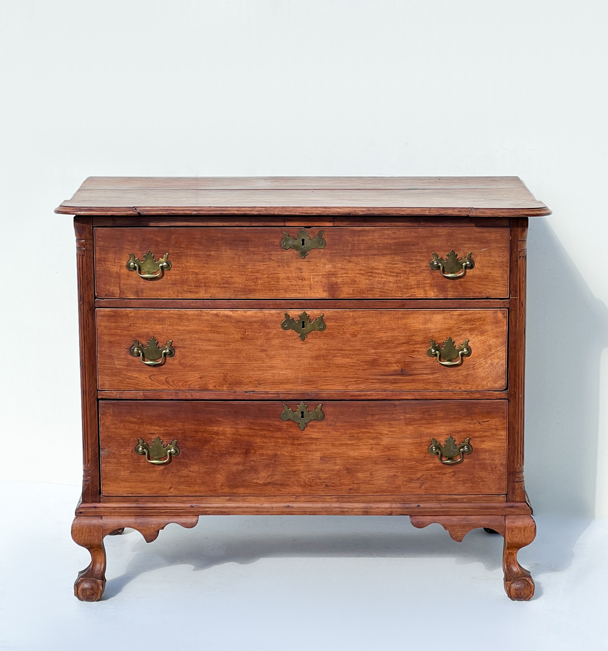 Appraisal: EARLY CHERRY CHIPPENDALE DRAWER CHEST Late th to Early th-century