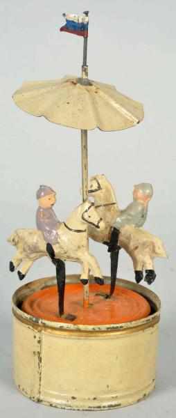 Appraisal: Handpainted Tin Carousel Wind-Up Toy German When in operation toy