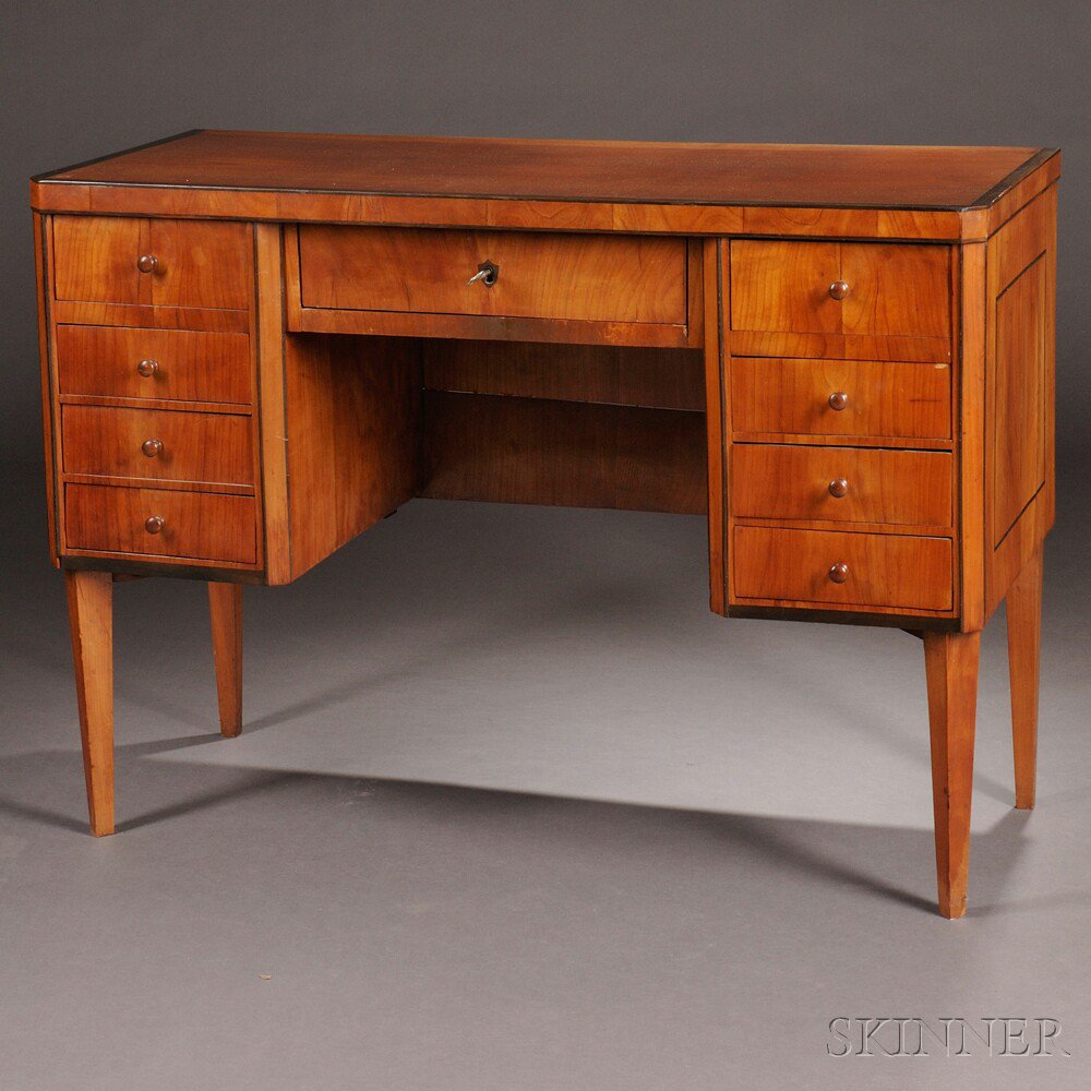 Appraisal: Biedermeier-style Birch-veneer and Part-ebonized Desk Germany th century the rectangular