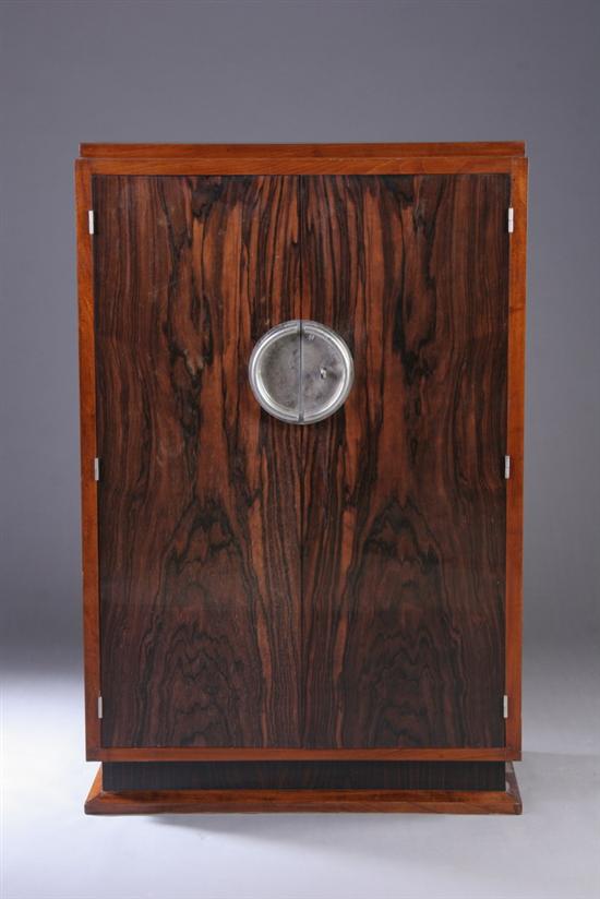 Appraisal: FRENCH ART DECO TWO-DOOR CABINET circa Rectangular top over projecting