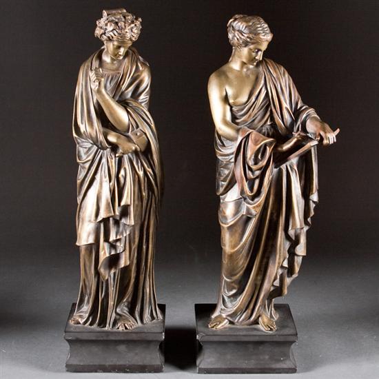 Appraisal: Pair of Napoleon III bronze allegorical figures of Music and