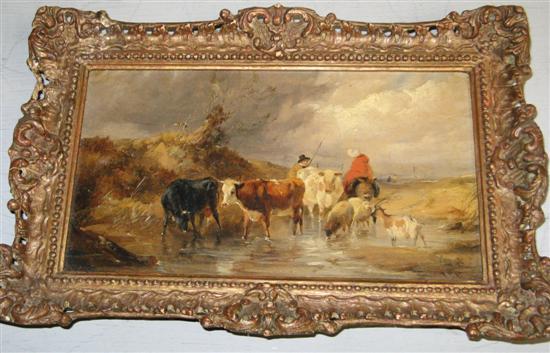 Appraisal: THOMAS SYDNEY COOPER oil on panel figures with cattle signed