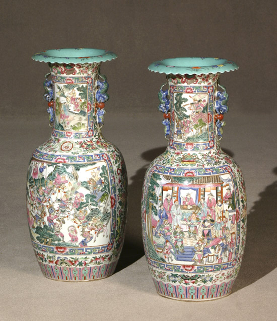 Appraisal: Pair of Chinese Export 'Famille Rose' Floor Vases th Century