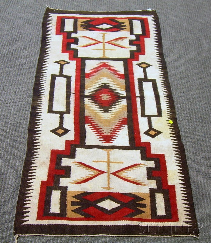 Appraisal: Navajo Rug red tan brown and white in a geometric