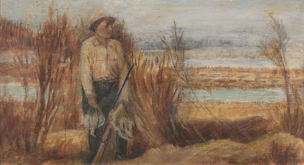 Appraisal: CLARENCE HOLBROOK CARTER AMERICAN - x Self Portrait Duck Hunting