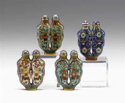 Appraisal: Four Chinese 'double vase' snuff bottles th century Three with