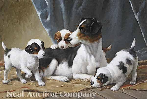 Appraisal: Anton Karssen Dutch b Mother and Pups oil on canvas