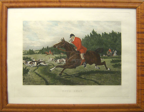 Appraisal: Five fox hunting prints together with a coach print