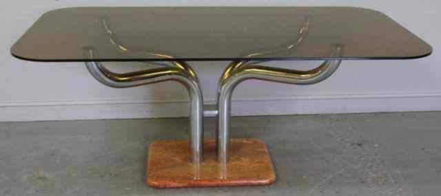 Appraisal: Pace Chrome Base Midcentury Dining Table ''Guido Faleschini '' From