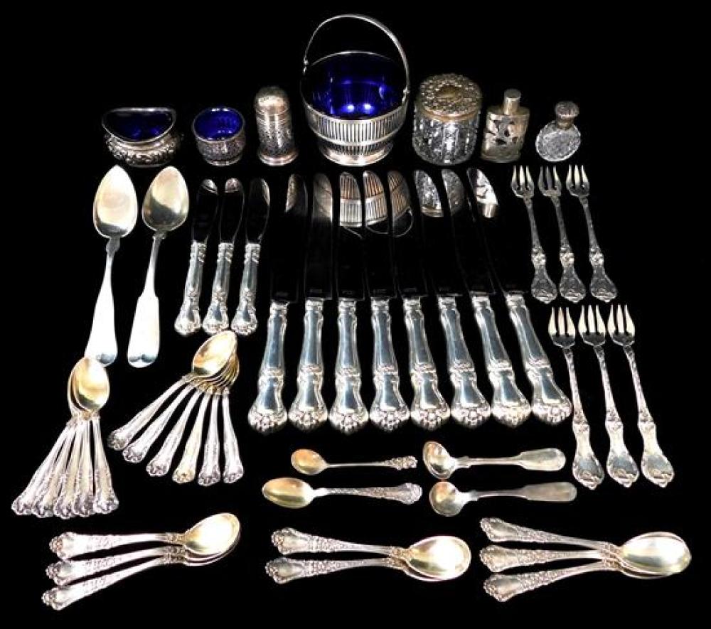 Appraisal: SILVER Assorted table and vanity pieces and various flatware pieces