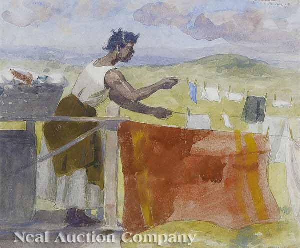 Appraisal: George Henry Clements American Louisiana - Wash Day watercolor and