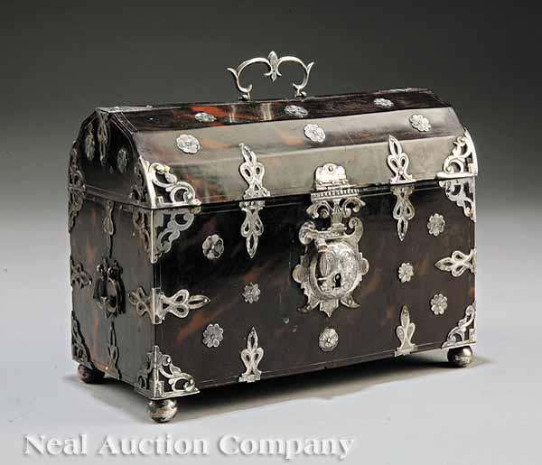 Appraisal: A Fine Dutch Colonial Tortoiseshell and Silver-Mounted Casket late th