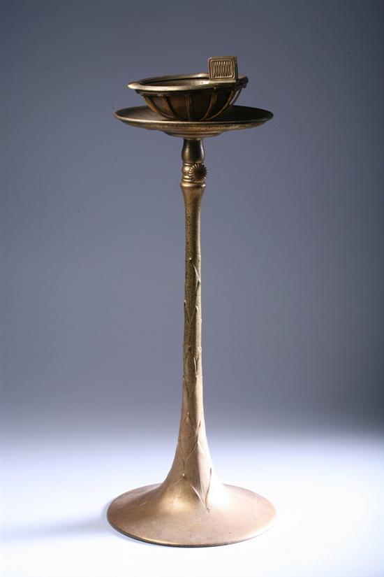 Appraisal: TIFFANY STUDIOS BRONZE DOR ARTICHOKE SMOKING STAND base stamped Tiffany