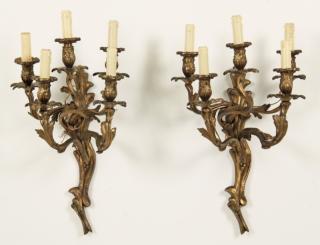 Appraisal: PAIR OF TH C FRENCH LOUIS XV STYLE GILT BRONZE