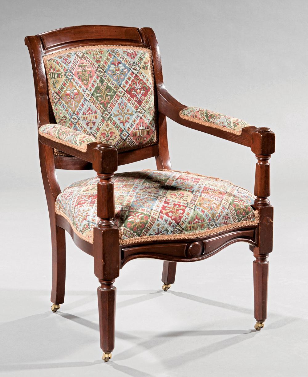 Appraisal: American Late Classical Mahogany Armchair mid- th c shaped crest