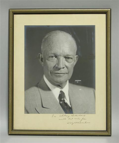 Appraisal: DWIGHT D EISENHOWER SIGNED PHOTOGRAPH Signed black and white portrait