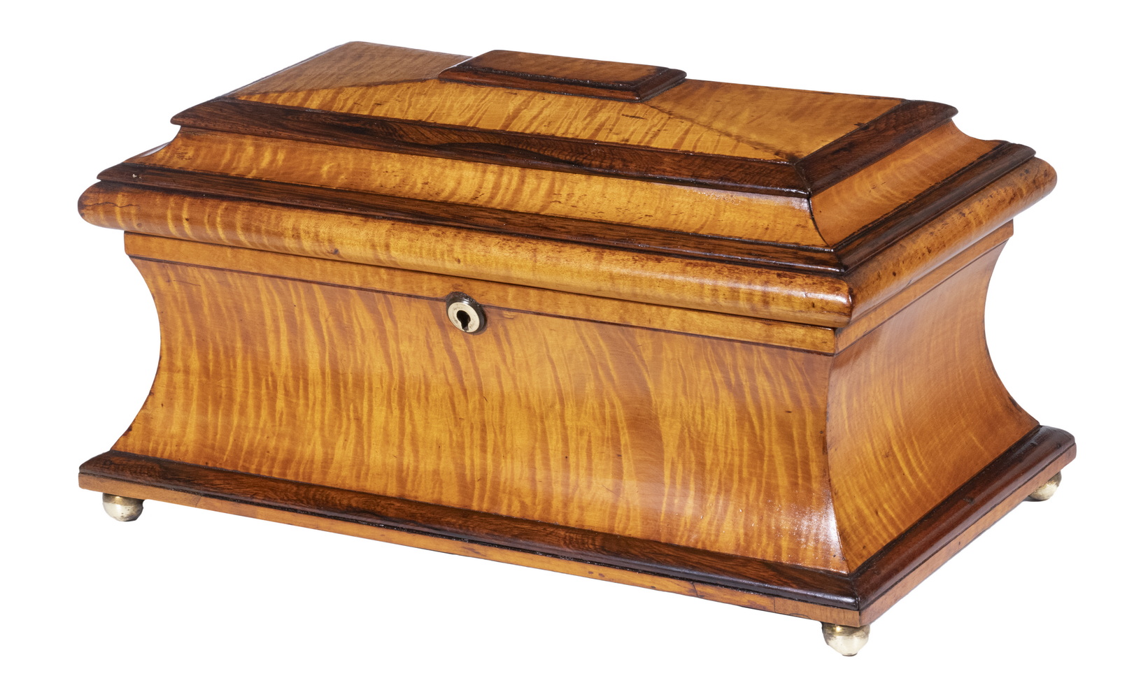 Appraisal: TIGER MAPLE ROSEWOOD TEA CADDY WITH INLAID EAGLE Circa American