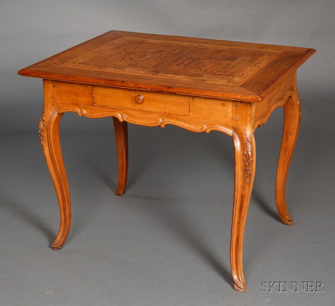 Appraisal: Continental Rococo Fruitwood Inlaid and Carved Walnut Center Table the