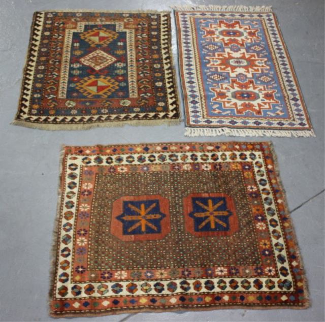 Appraisal: Oriental Scatter Carpet Lot Includes two antique Caucasian style and