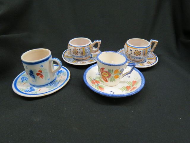 Appraisal: Henriot Quimper French Pottery Cups and Saucers various florals