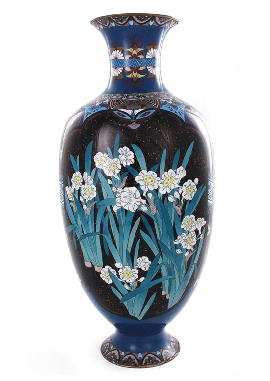 Appraisal: Asian cloisonne vase probably Japanese first half th century daffodil