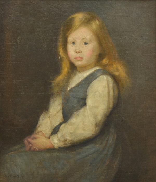 Appraisal: TOM ROBERTS - Portrait of Miss Evelyn Grace Watson oil