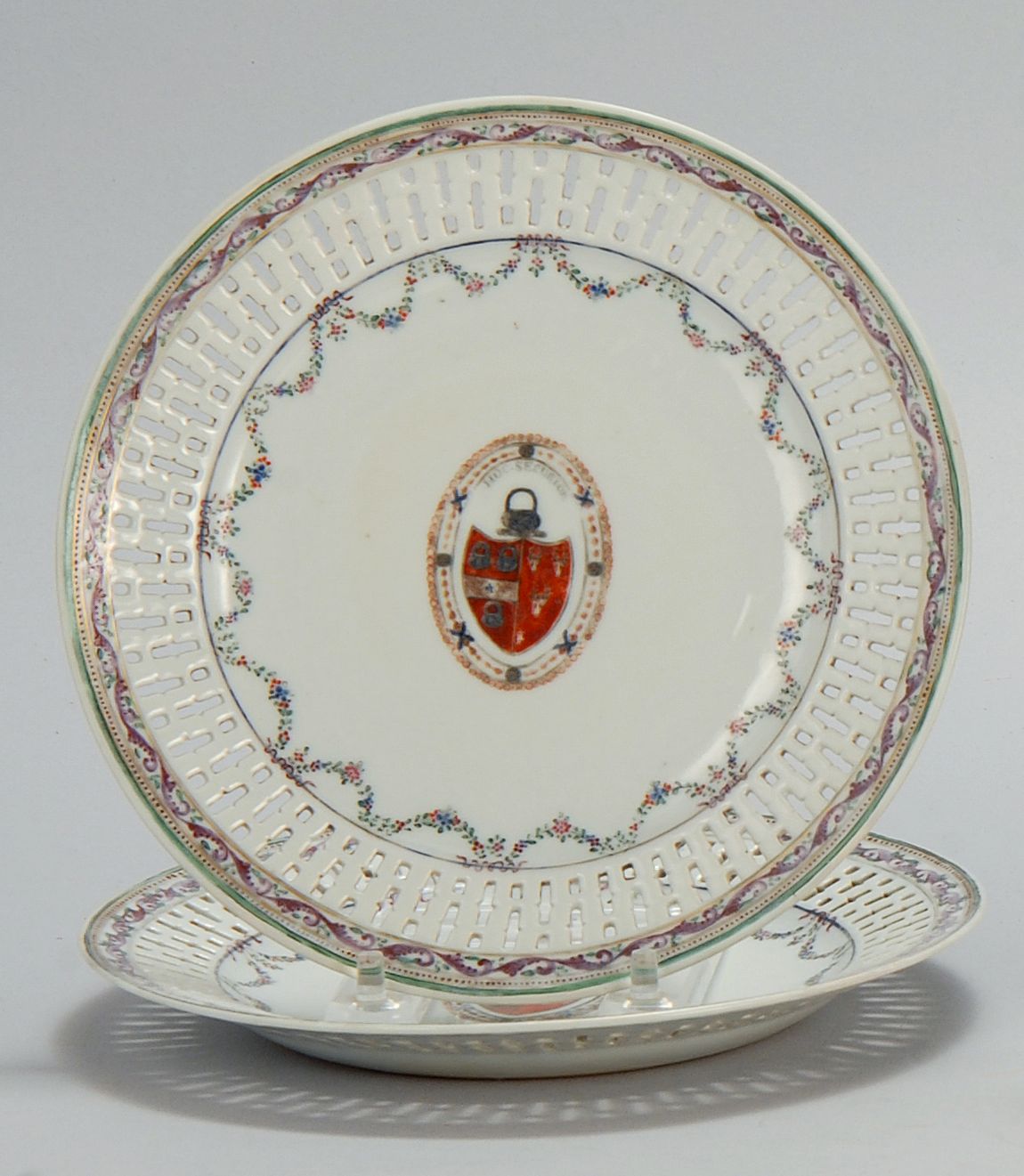 Appraisal: SET OF FOUR CHINESE EXPORT ARMORIAL PORCELAIN PLATES Circa Decorated