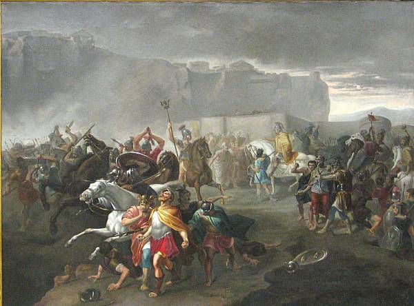 Appraisal: Domenico Tojetti Italian American - A battle scene with classical