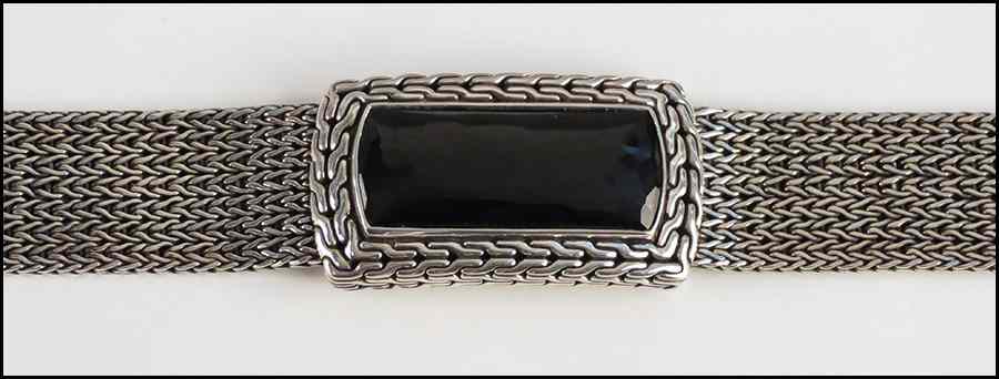 Appraisal: JOHN HARDY STERLING SILVER AND FACETED ONYX BRACELET Length ''