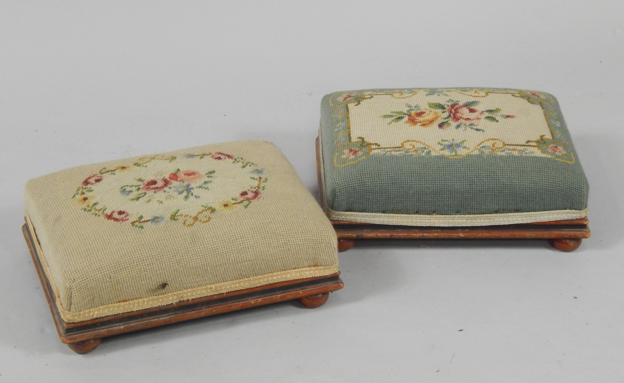 Appraisal: A near pair of Victorian stained pine rectangular foot stools