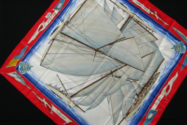 Appraisal: Hermes Paris ''Vent Portant'' silk scarf issue year artist Yannick