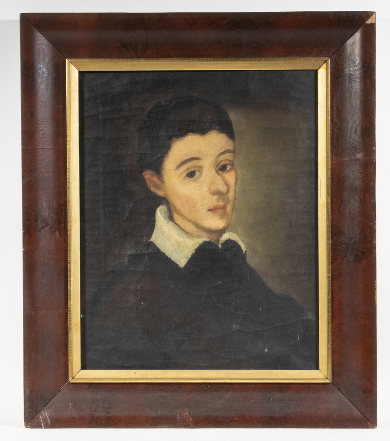 Appraisal: SPANISH STYLE PORTRAIT OF A BOY Oil on canvas unsigned