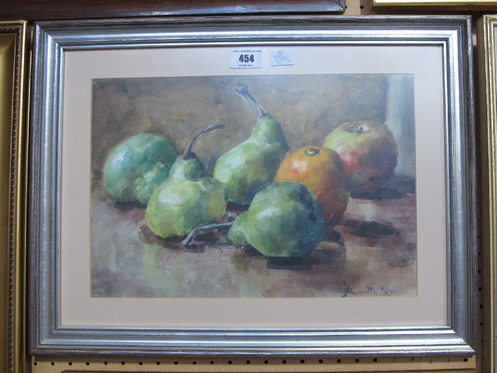 Appraisal: JASMES REVILLE RSW Watercolour 'Apples and Pears' signed and dated