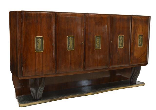 Appraisal: Italian mid-century modern rosewood sideboard in the manner of Vittorio