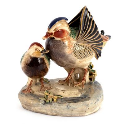 Appraisal: A Japanese Satsuma model of a pair of mandarin ducks