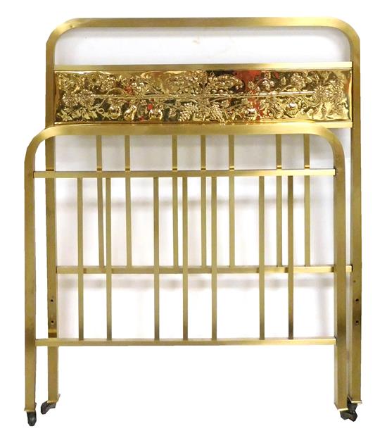 Appraisal: th C repousse brass and brass finished bedstead comprised of