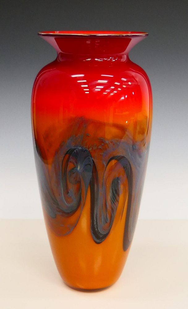 Appraisal: CONTEMPORARY BLOWN ART GLASS VASE SIGNED TO BASE Measures tall