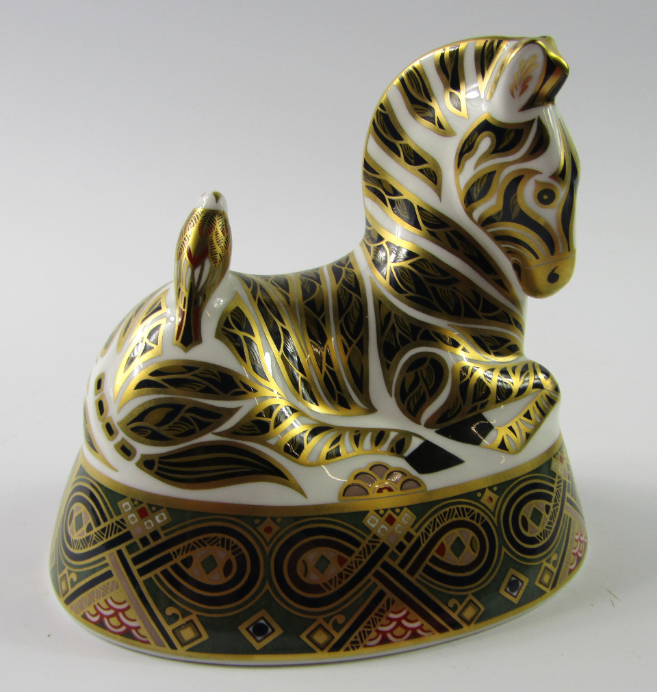 Appraisal: A Royal Crown Derby Imari paperweight modelled as the Zebra