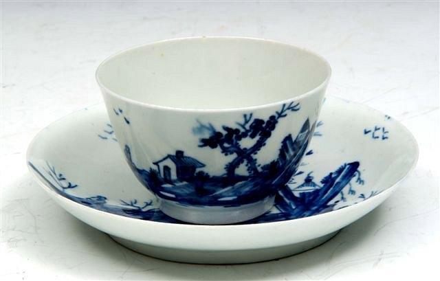 Appraisal: A WORCESTER TEA BOWL and saucer painted in the 'Gazebo'