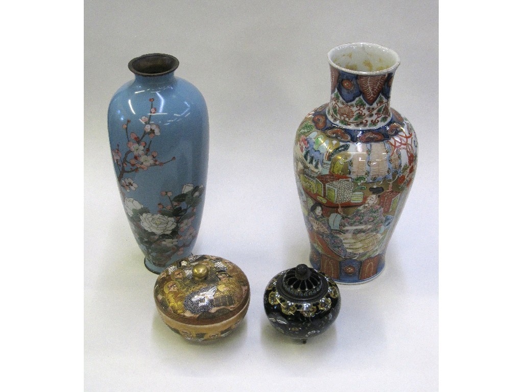 Appraisal: Four pieces of Oriental to include Satsuma and cloisonne