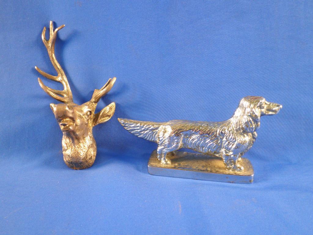 Appraisal: A silver trophy mount in the form of a stags